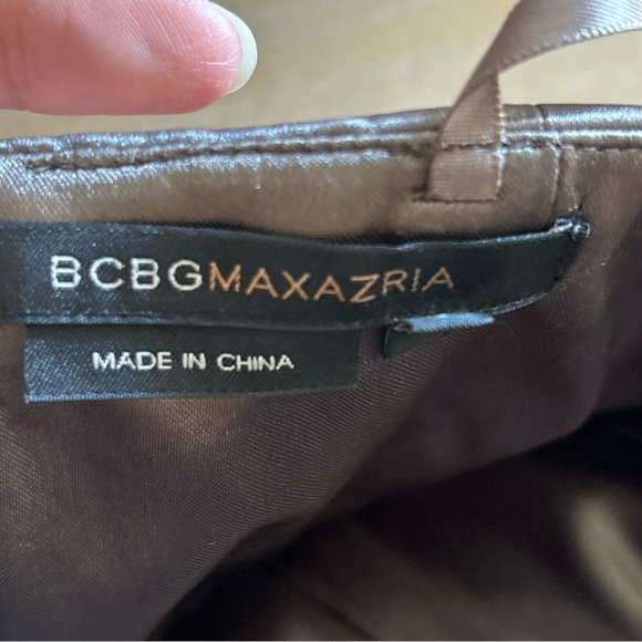 BCBGMazAzria Green Gray Strapless Satin Pleat Tie Waist Fitted Dress, Size 0 - Picture 4 of 8